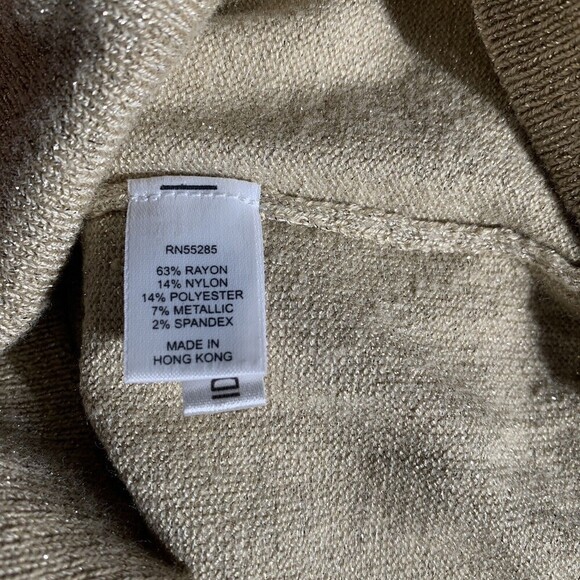Express Design Studio Womens Size Small Gold Metallic Stretch Turtleneck Sweater - Picture 5 of 6